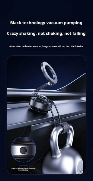 360 Degree Rotation Magnetic Vacuum Adsorption Car Mount Mobile Phone Holder Foldable Aluminum Alloy Suitable for Smartphones - NexoEden