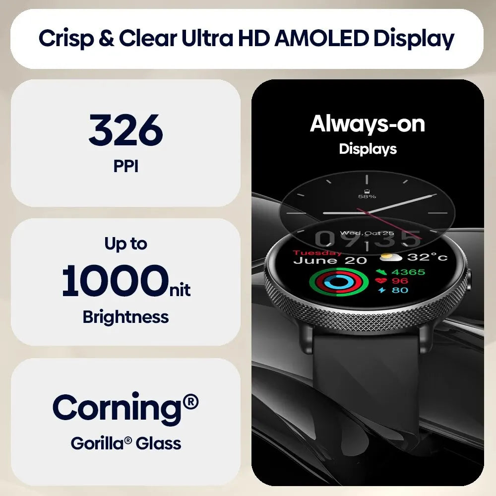 Zeblaze GTR 3 Pro Voice Calling Smart Watch 1.43" AMOLED Display 316L Stainless Steel Frame Fitness Tracking Smartwatch NexoEden