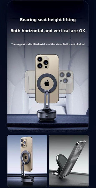 360 Degree Rotation Magnetic Vacuum Adsorption Car Mount Mobile Phone Holder Foldable Aluminum Alloy Suitable for Smartphones - NexoEden