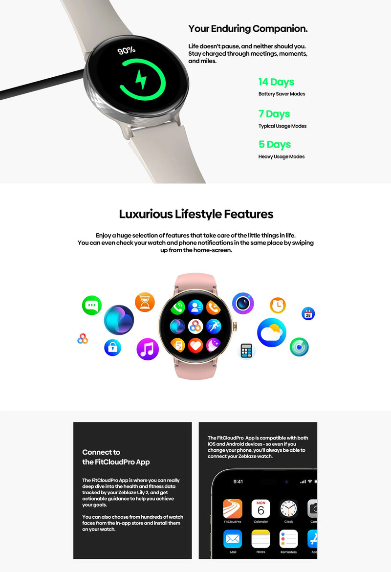 New 2025 Zeblaze LILY 2 Voice Calling Female Smartwatch Double Strap 1.2" HD AMOLED Display Health Monitoring Sports Smart Watch NexoEden