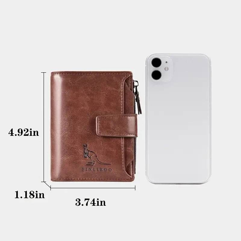 Men's Coin Purse Wallet RFID Blocking Man PU Leather Wallet Zipper Business Card Holder Money Bag Wallet Male - NexoEden