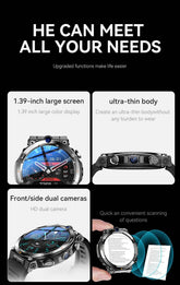 4G LTE Smartwatch 2024 Android os GPS Video Voice Wi-Fi Call Messaging HD Dual Cameras 4G Sim Card WIFI Men&
