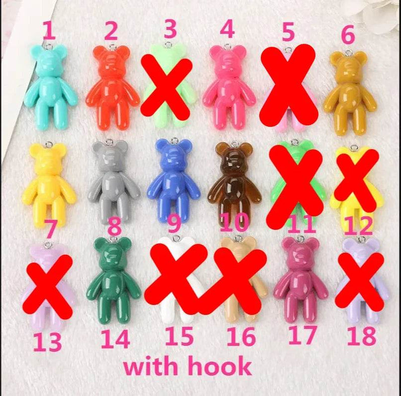 20Pcs 28*45MM Violent Bear Charms Glitter Flatback Resin Craft Jewlery Findings For Necklace Pendant Keychain Diy Making - NexoEden