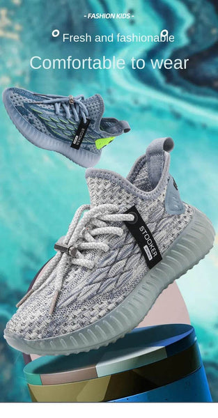 New Young Children Sneakers Boys Girls Coconut Casual Shoes Kids Breathable Flying Knit Trainers Lightweight Sole Running Shoes - NexoEden