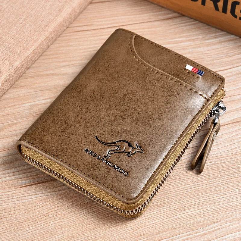Fashion Men's Coin Purse Wallet RFID Blocking Man Leather Wallet Zipper Business Card Holder ID Money Bag Wallet Male Purse - NexoEden