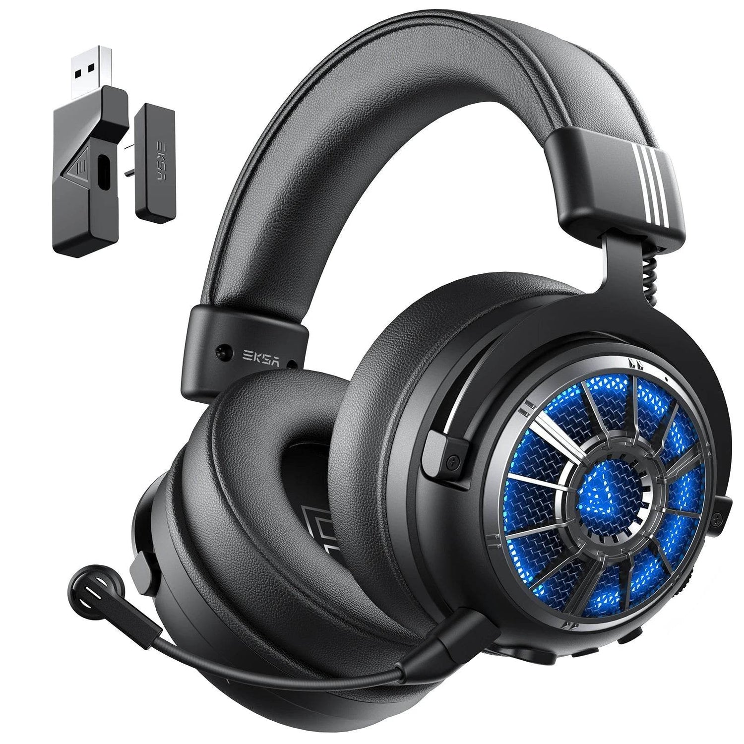 EKSA E5000 BT 2.4GHz Wireless Headphones Bluetooth 5.3 Gaming Headset Gamer with ENC Noise Cancelling Mic for PC/PS5/Xbox, 100H - NexoEden