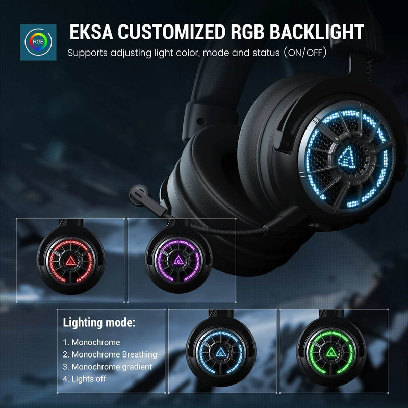EKSA E5000 BT 2.4GHz Wireless Headphones Bluetooth 5.3 Gaming Headset Gamer with ENC Noise Cancelling Mic for PC/PS5/Xbox, 100H - NexoEden