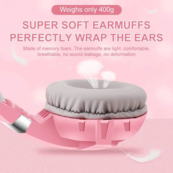 Pink K2 Gaming Headphone With HD Mic PS5 Wired Headset For Gamer Girls 3D Surround Sound Over-Ear Headphone For PC - NexoEden