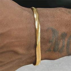Hip Hop Stainless Steel Bracelet Gold Color Snake Chain Titanium Steel Bracelet For Women Men Fashion Jewelry Accessories - NexoEden
