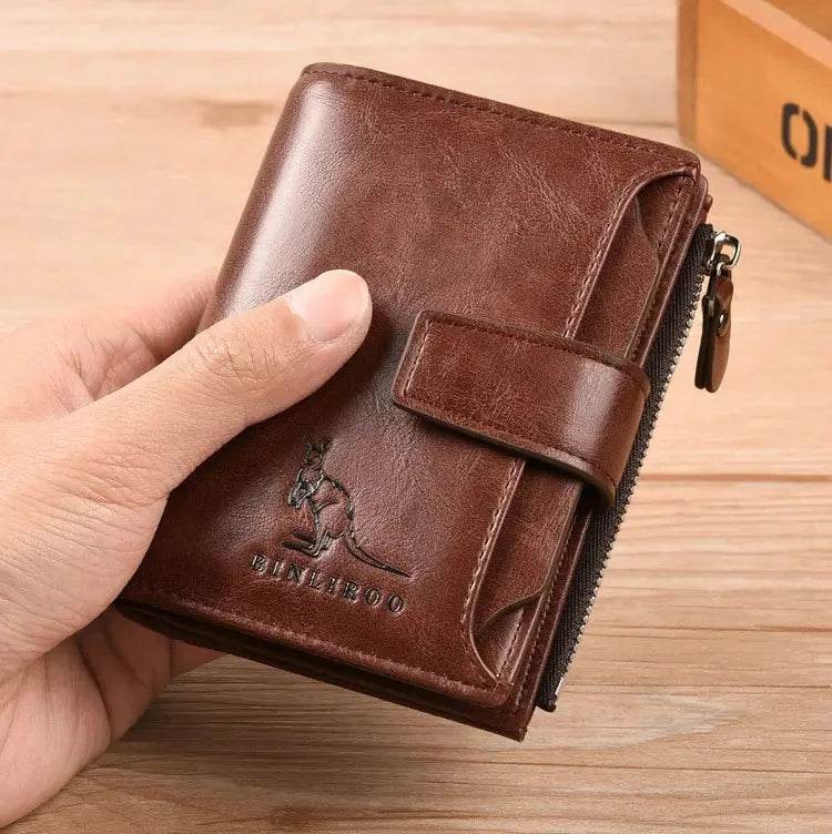 Men's Coin Purse Wallet RFID Blocking Man PU Leather Wallet Zipper Business Card Holder Money Bag Wallet Male - NexoEden