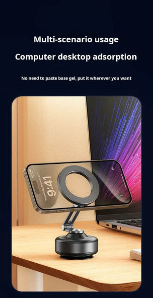 360 Degree Rotation Magnetic Vacuum Adsorption Car Mount Mobile Phone Holder Foldable Aluminum Alloy Suitable for Smartphones - NexoEden