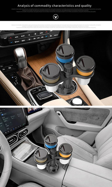 3 In 1 Car Cup Holder Expander Adapter 360 Rotating Insert Drinks Support Adjustable Base Car Cup Mount Beverage Bottle Bracket - NexoEden