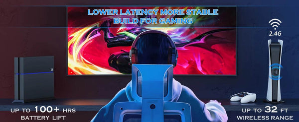 BINNUNE BW01 Wireless Gaming Headset for PC PS4 PS5 Playstation 4 5, 2.4G Wireless Bluetooth USB Gamer Headphones with Mic - NexoEden