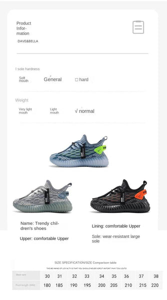 New Young Children Sneakers Boys Girls Coconut Casual Shoes Kids Breathable Flying Knit Trainers Lightweight Sole Running Shoes - NexoEden