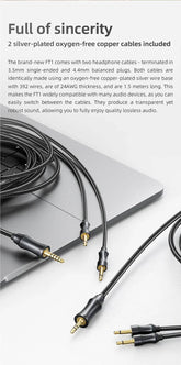 FiiO FT1 Closed-Back Over-Ear Headphone 60mm Dynamic Driver Hi-Res Audio Wired HiFi American Black Wood Ear Cups for Studio - NexoEden