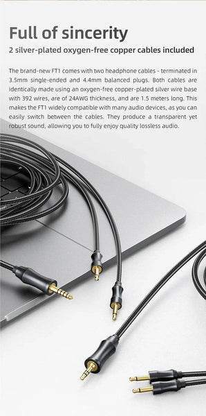 FiiO FT1 Closed-Back Over-Ear Headphone 60mm Dynamic Driver Hi-Res Audio Wired HiFi American Black Wood Ear Cups for Studio - NexoEden