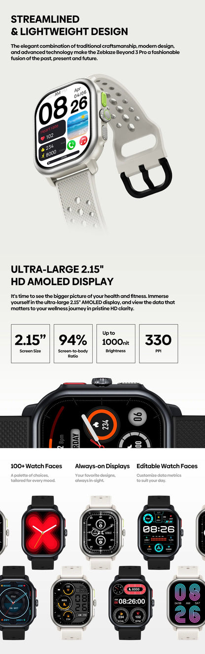 New Zeblaze Beyond 3 Pro GPS Smart Watch Built-in GPS & Route Import 2.15" AMOLED Display Make/Receive Phone Calls Smartwatch NexoEden