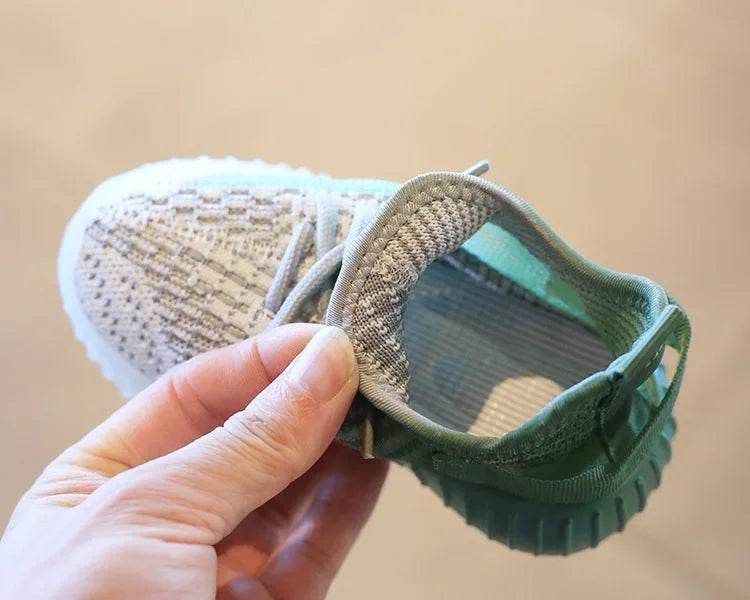 Children's Sports Shoes Soft Sole Thick Bottom Mesh Lace Up Gradient Sneakers Basketball Running Non Slip Boys Girls Fashion - NexoEden
