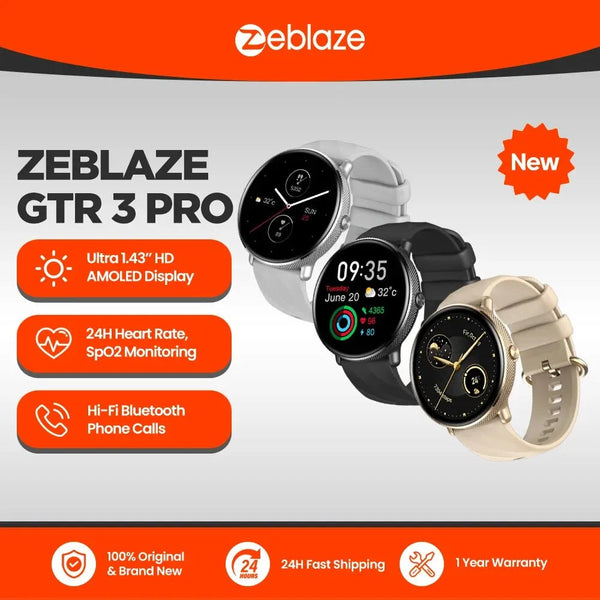 Zeblaze GTR 3 Pro Voice Calling Smart Watch 1.43" AMOLED Display 316L Stainless Steel Frame Fitness Tracking Smartwatch NexoEden