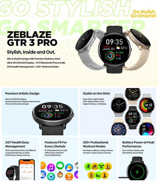 Zeblaze GTR 3 Pro Voice Calling Smart Watch 1.43" AMOLED Display 316L Stainless Steel Frame Fitness Tracking Smartwatch NexoEden