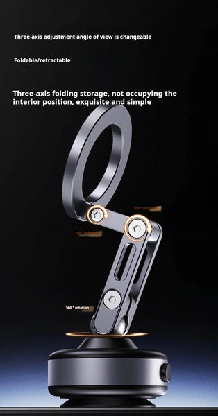 360 Degree Rotation Magnetic Vacuum Adsorption Car Mount Mobile Phone Holder Foldable Aluminum Alloy Suitable for Smartphones - NexoEden