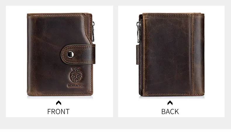 SCHLATUM Genuine Leather Men Business Wallet RFID Men Card Id Holder Coin Purse Travel Wallet Anti-theft Swipe - NexoEden